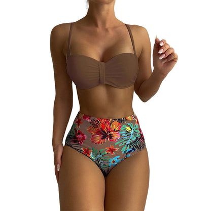 High Waist Bikini Flower Print