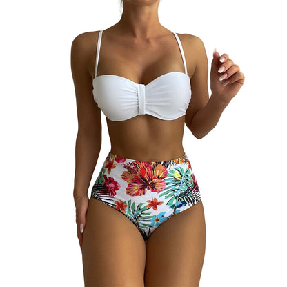 High Waist Bikini Flower Print