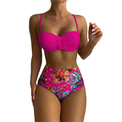 High Waist Bikini Flower Print