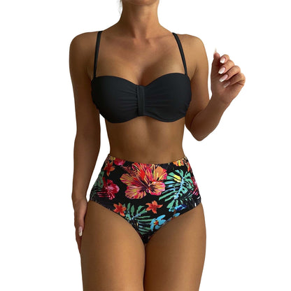 High Waist Bikini Flower Print