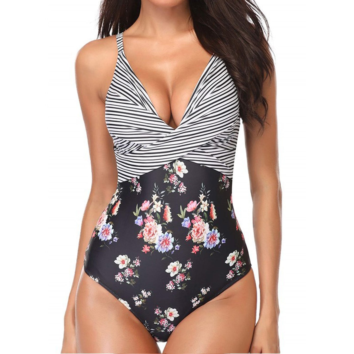 Women Bathing Suit Tummy Control V Neck