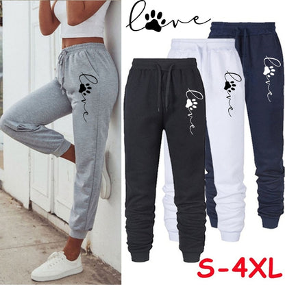 Women Cat Paw Printed Sweatpants